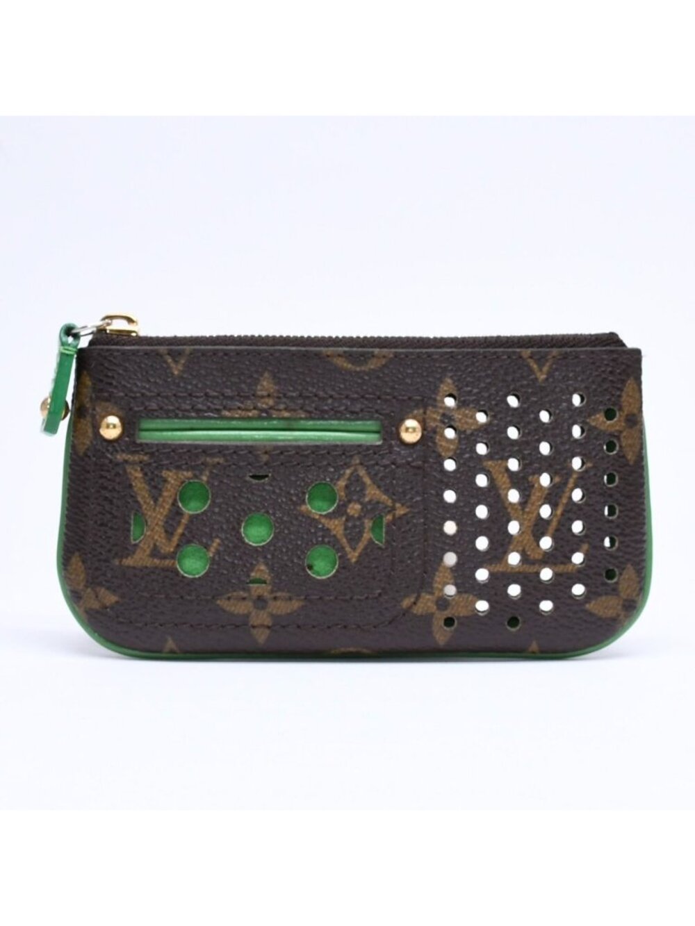 Louis Vuitton Perfo Pochette Cles Coin Purse Monogram Brown Green